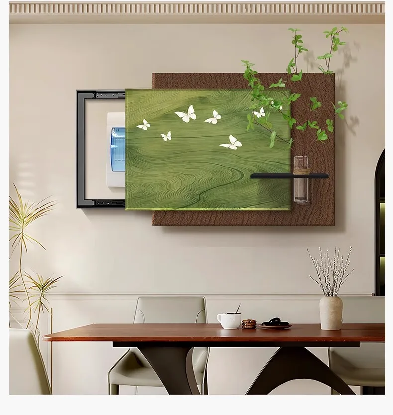 Green White Butterfly Wall Art Canvas Print Textured Wood Effect 3D Plant Shelf Minimalist Nature Home Decor Living Room