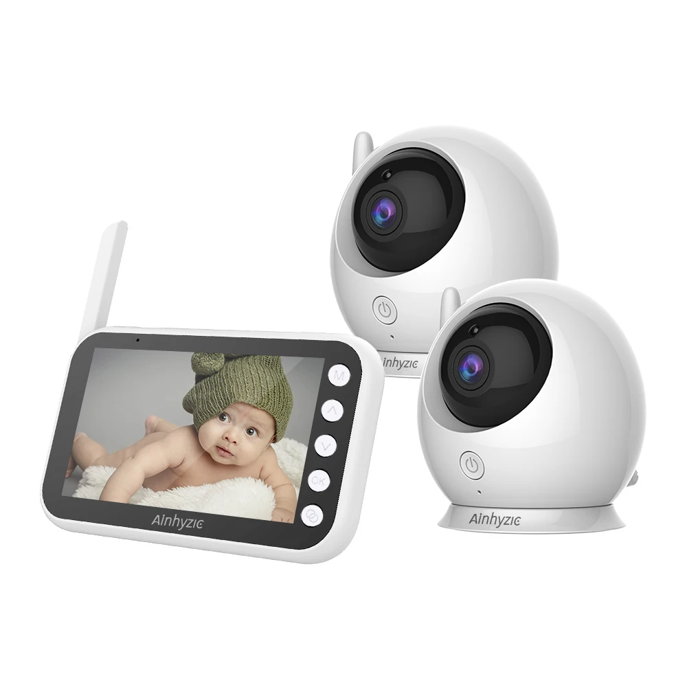 PTZ Smart Camera Baby Monitor With 1080P HD Long Range Remote Musical Night Vision 5inch Monitoring Baby Camera