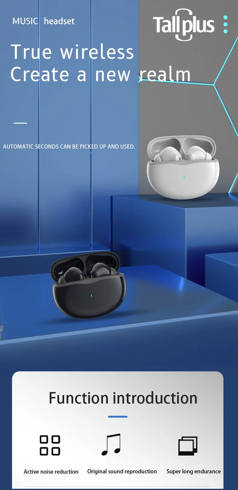 Mini Portable Fashionable True Wireless Anc Earbuds Active Noise