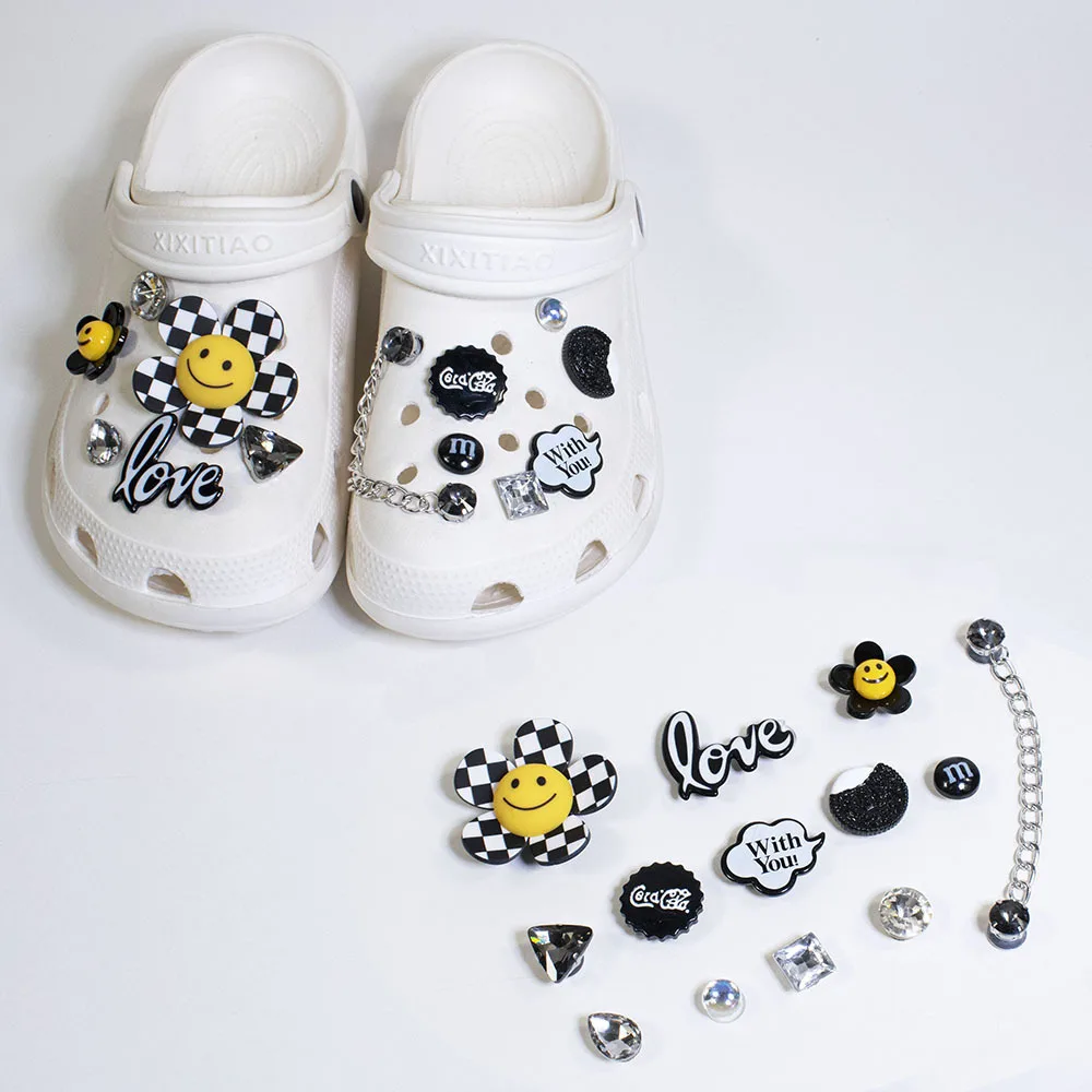 Diy Clog Sandals Slippers Pearl Chain Sunflower Smiley Face Bling