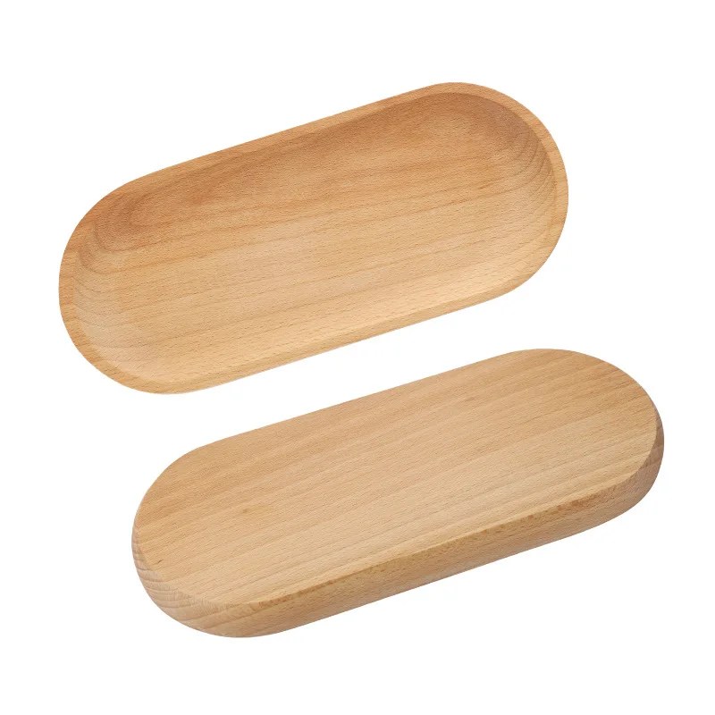Wholesale Beech Wood Table Coffee Cheese Mini Cake Tray Snack Fruit Rectangular Food Platter Serving Tray