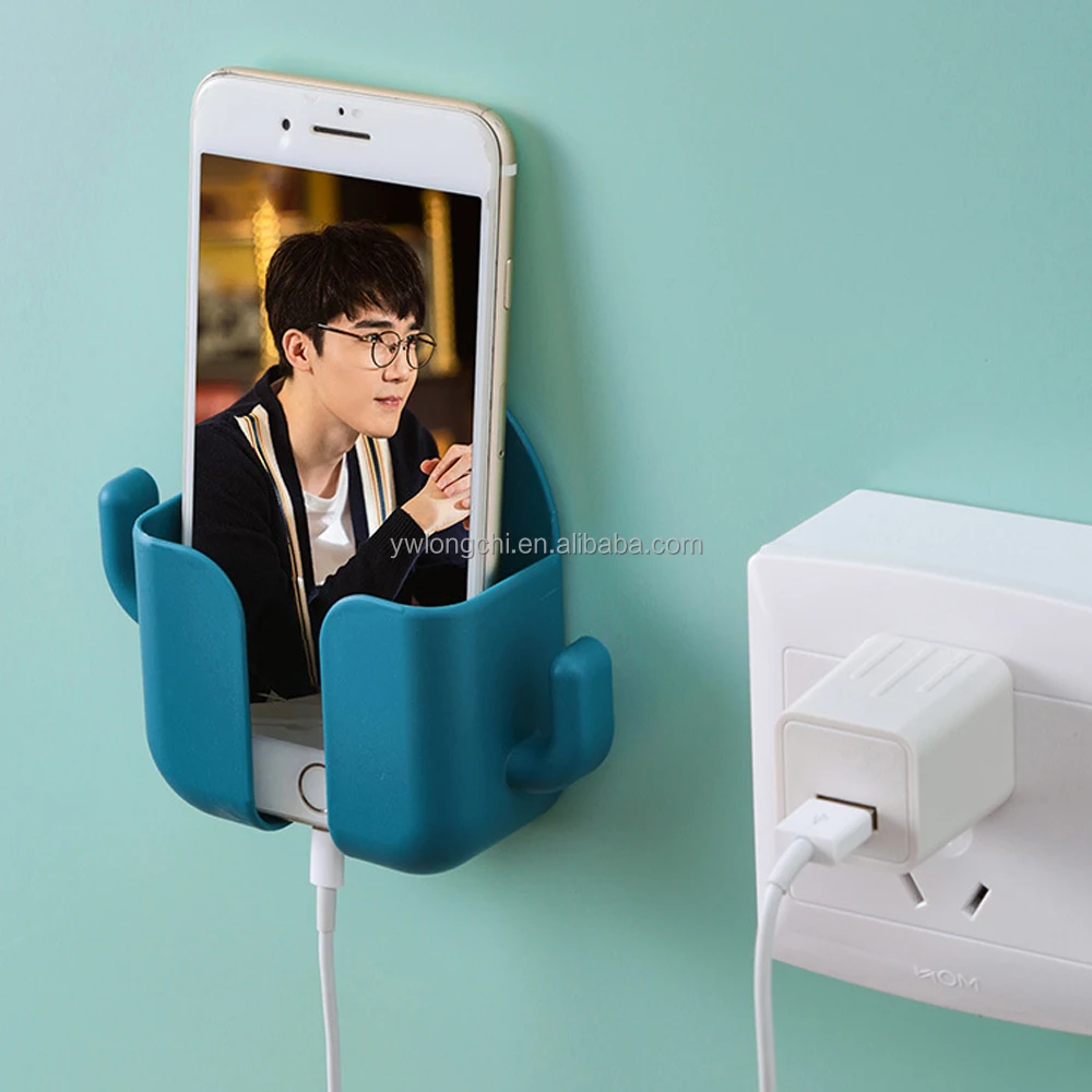 2022 Hot Selling Wall Charger Hook Mobile Phone Wall Mounted Phone Bracket Cell Phone Holder Storage for Wall