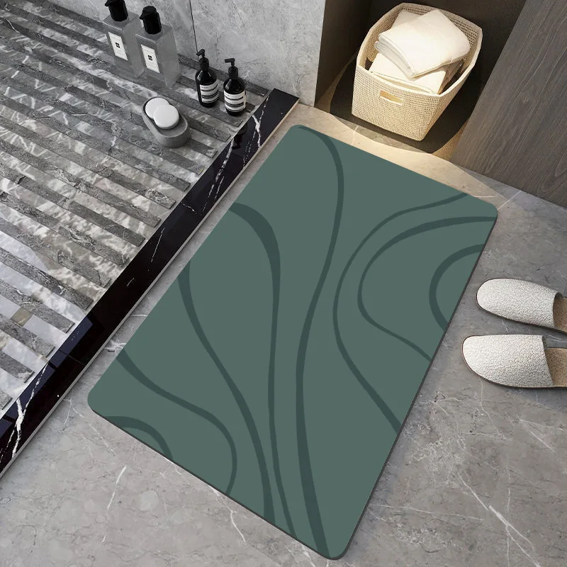 Top-Rated Modern Home Anti-Slip Bathroom Floor Mats Solid Pattern Absorbent Diatomite Bath Mat