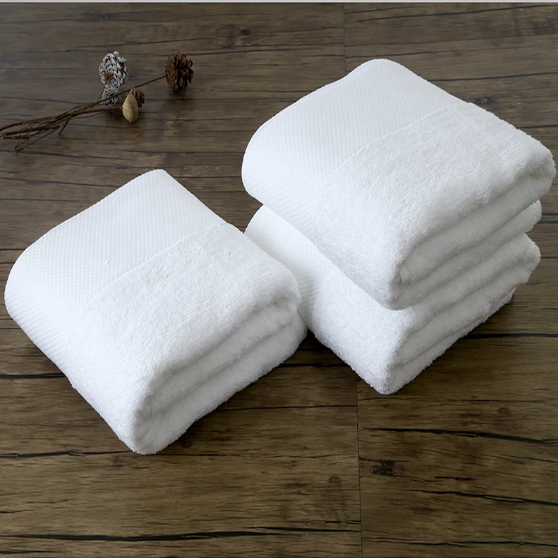 低价定制logo面巾套装酒店毛巾白色100纯棉浴巾套装
