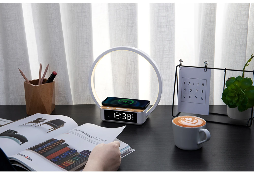 Custom Home Decor Touch Sensor Smart Wake Up Light Desk Alarm Clock 10w