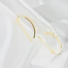 Earrings Pearl Gold Colorpearl Cute Gold Plated Earrings Line Wire Pearl Hoop Earrings For Women