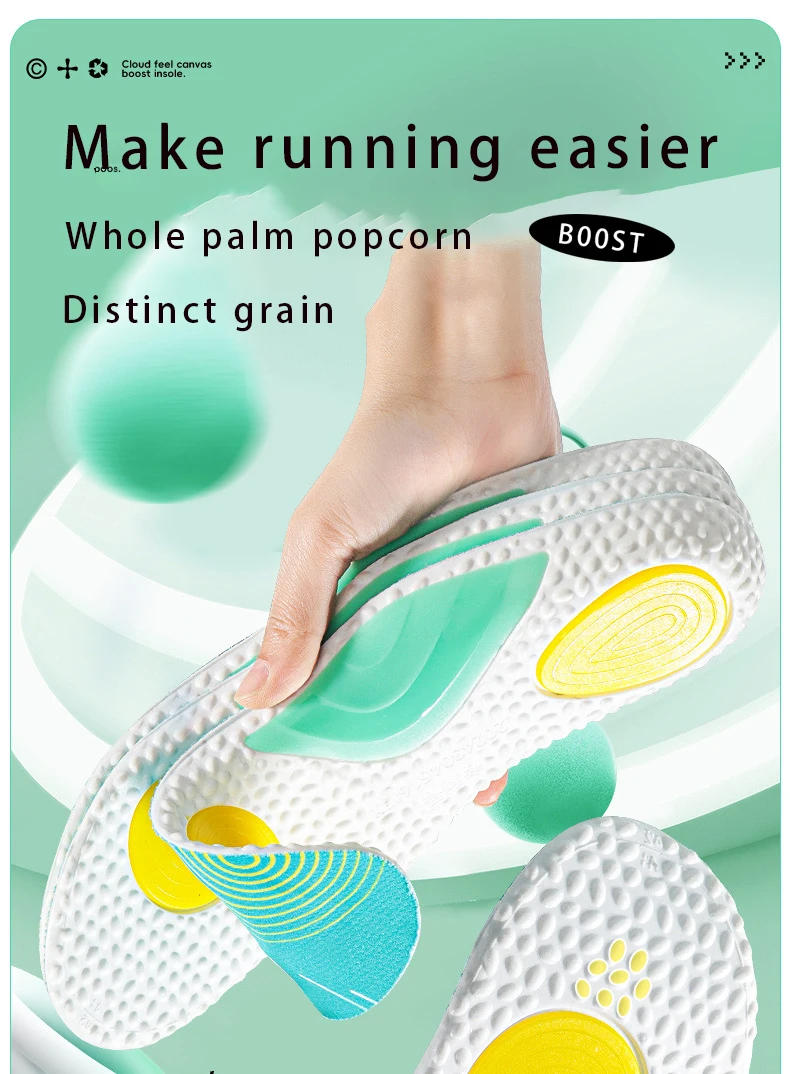 Perfect Hardness PU Sport Insole Popcorn Gel Soft Elastic Air Cushion Shockproof Breathable Arch Support Soft Light Shoe Inserts Perfect Hardness PU Sport Insole Popcorn Gel Soft Elastic Air Cushion Shockproof Breathable Arch Support Soft Light Shoe Inserts