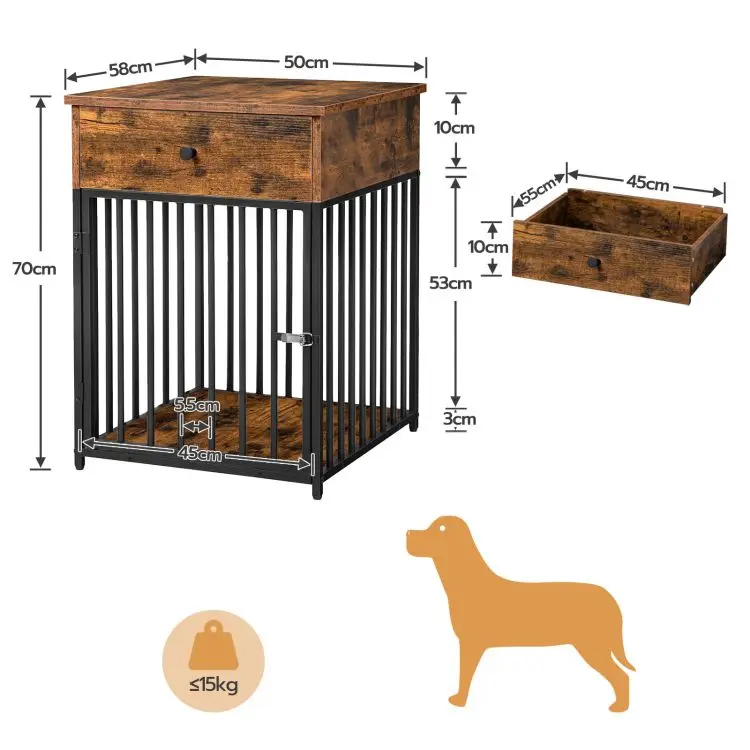 Wholesale Dog Crate Industrial Style XL XXL XXXL Dog Kennel with 2/3 Doors Dog Cage House with Wood Top and Metal Doors