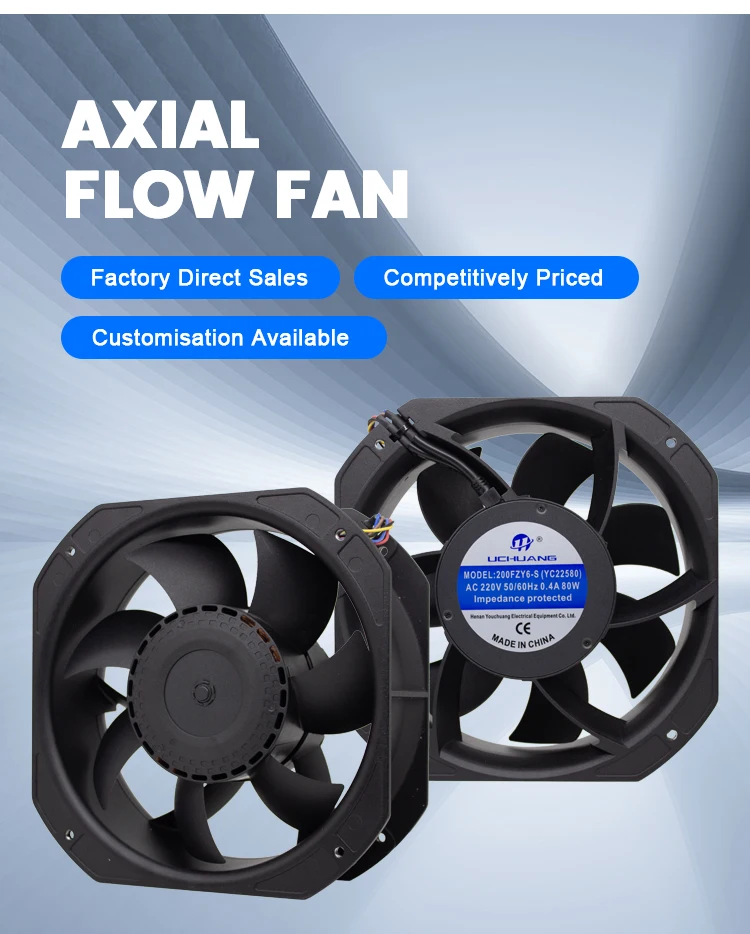 Axial Fan, 225x225x80mm, 22580, 110V~240V, 800cfm - detail 2
