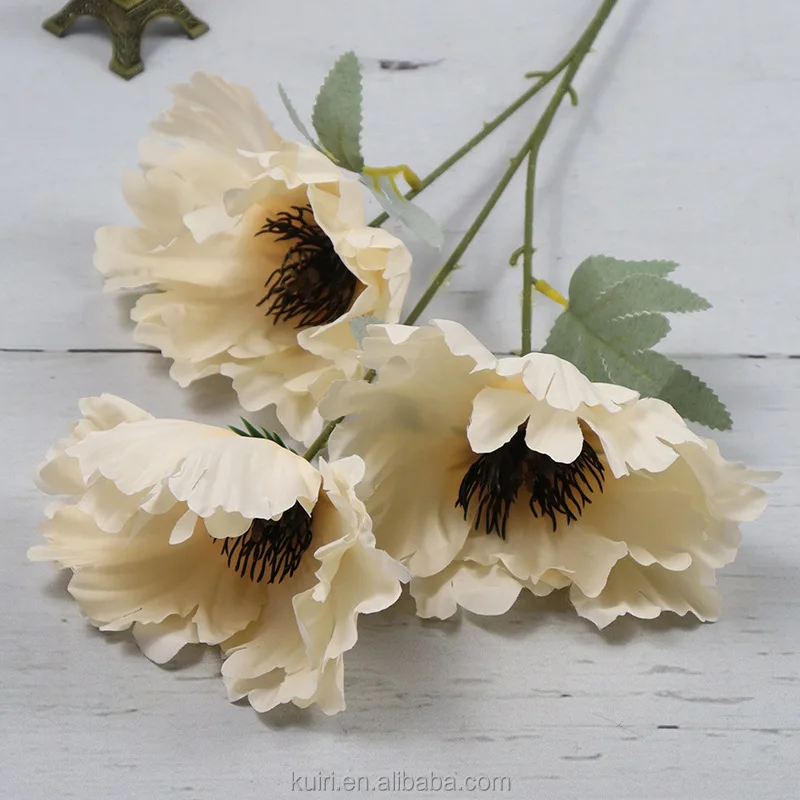 Wholesale Cheap Red Fake Poppy Flower 3 Head Home Wedding Buy Artificial Flower Poppy Silk