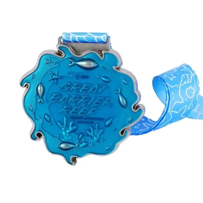 Wholesale Cheap Custom Design Your Own Zinc Alloy 3D Metal Award Marathon Running Sport Medal Ribbon manufacture