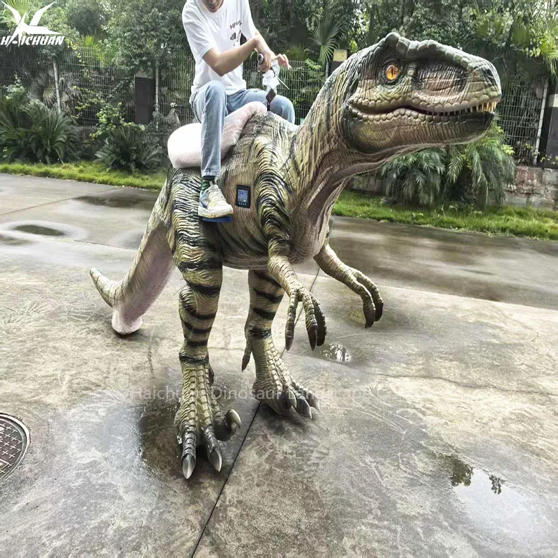 product haichuan new design three wheels life size animatronic dinosaur ride machine for mall amusement park kids adults ride on dinos-1