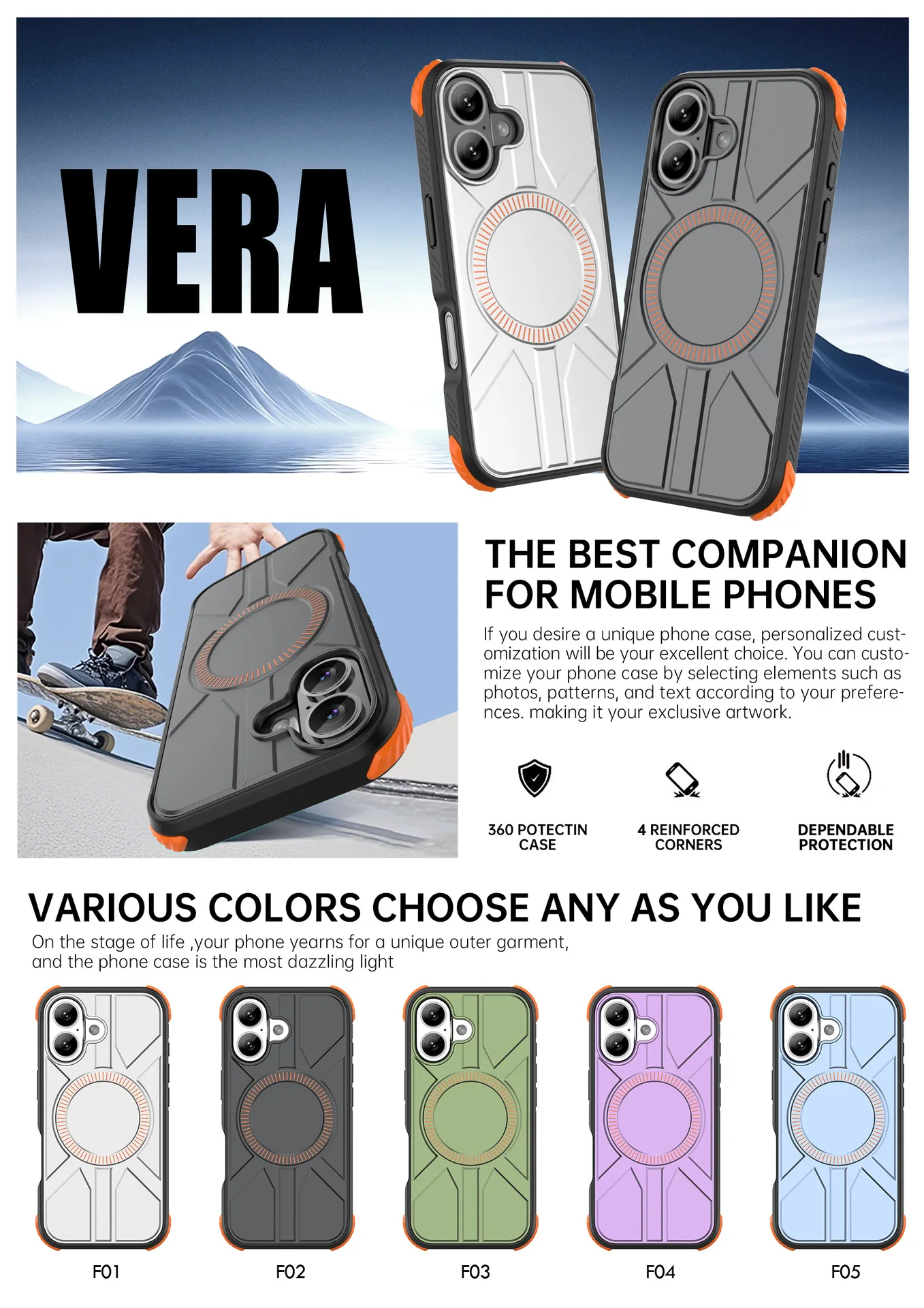 product magnetic defender armor phone case for iphone 17 pro max heavy duty shockproof rugged wireless charging cellphone back cover-6