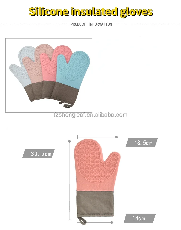 product novelty design dotted kitchen food grade silicone cotton double layer heat resistant customizable oven mitts bbq grill gloves-6
