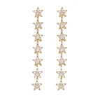 Star Stud 2021 New Luxury Design Gold Plated Long Crystal Drop Star Stud Earrings