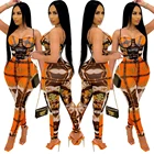 Orange Orange High-quality Polyester Orange Broken Flower Sling Large Women's Suspender Suit