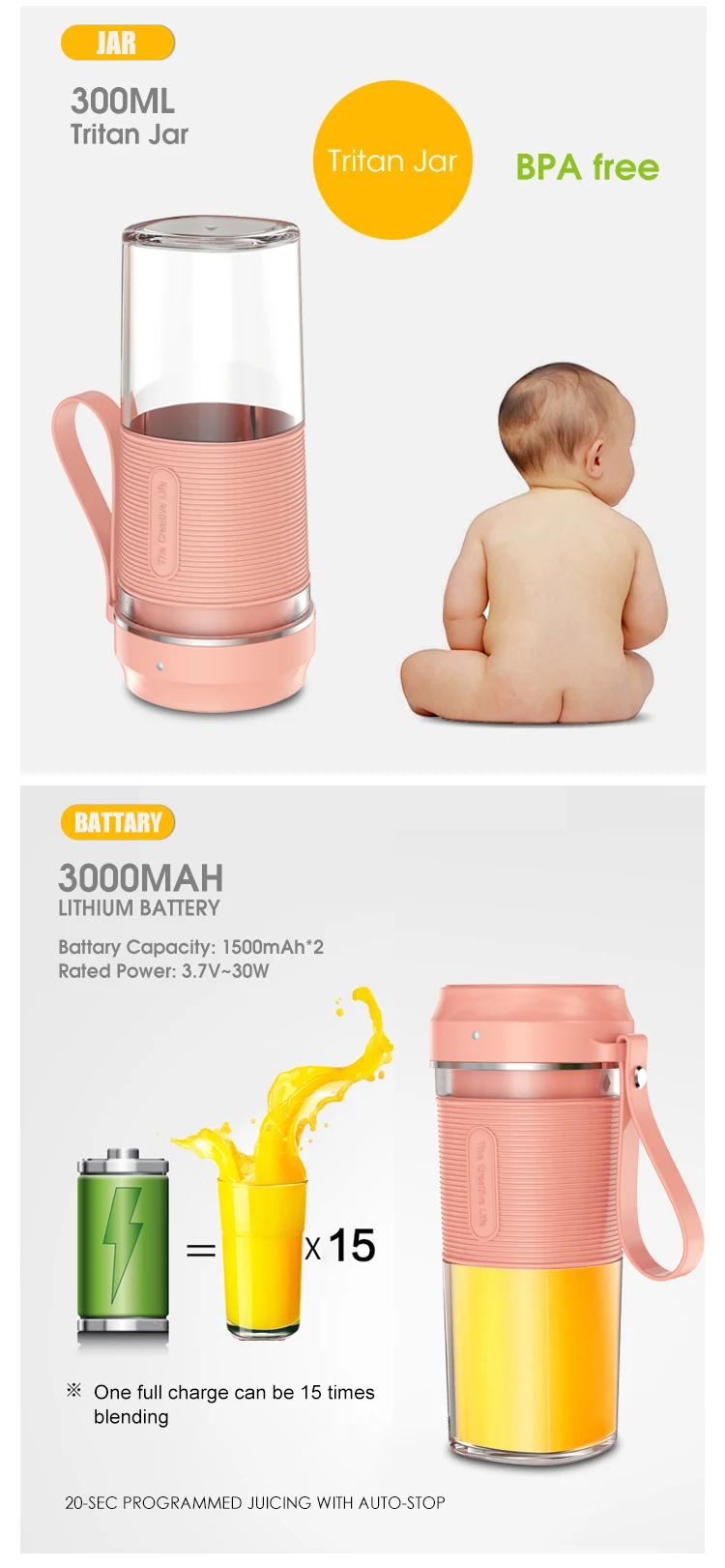 Mini misturador de suco usb recarregável smoothie liquidificador portátil espremedor liquidificador portátil