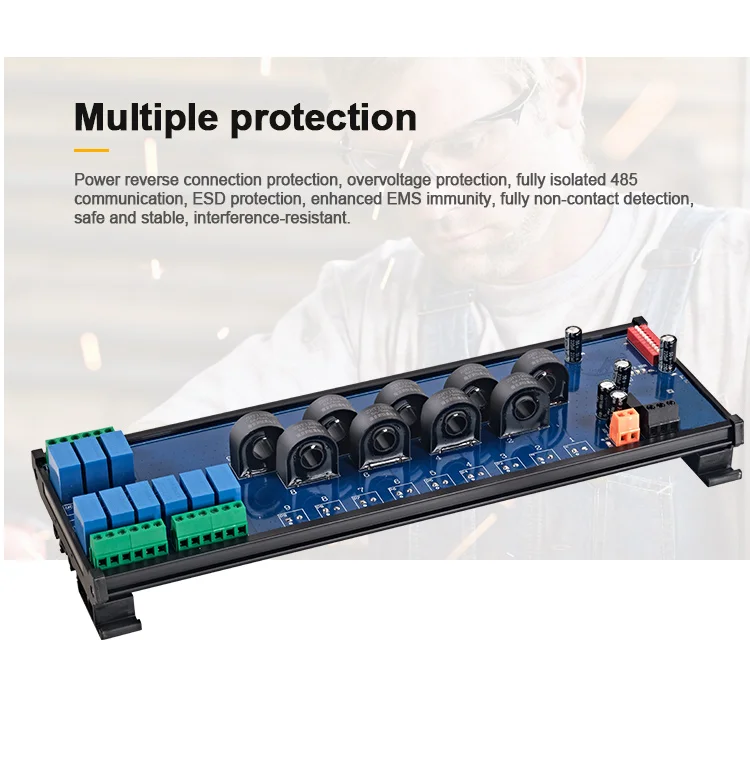 product huaqingjun 9 channel rs485 current voltage transformer detect module rs485 modbus acquisition module-9