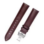 Watch IN STOCK 2 Colors Plain Pattern Genuine Leather Watch Band With Butterfly Buckle