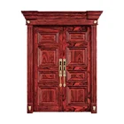 Old Door Red Wood Door Old Red Oak American Cherry Natural Veneer Main Double Door Wooden