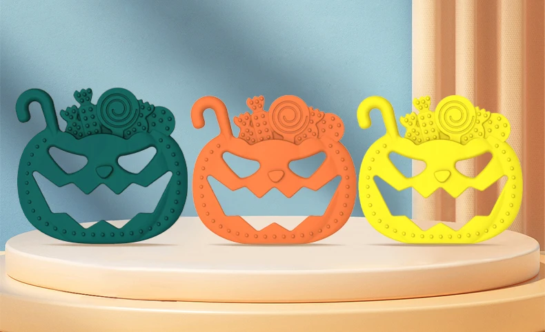 OEM & ODM Chewable Silicone Teether Toys Custom Halloween Silicone Teether Wholesale Food Grade Baby Silicone Teether Molar Toys