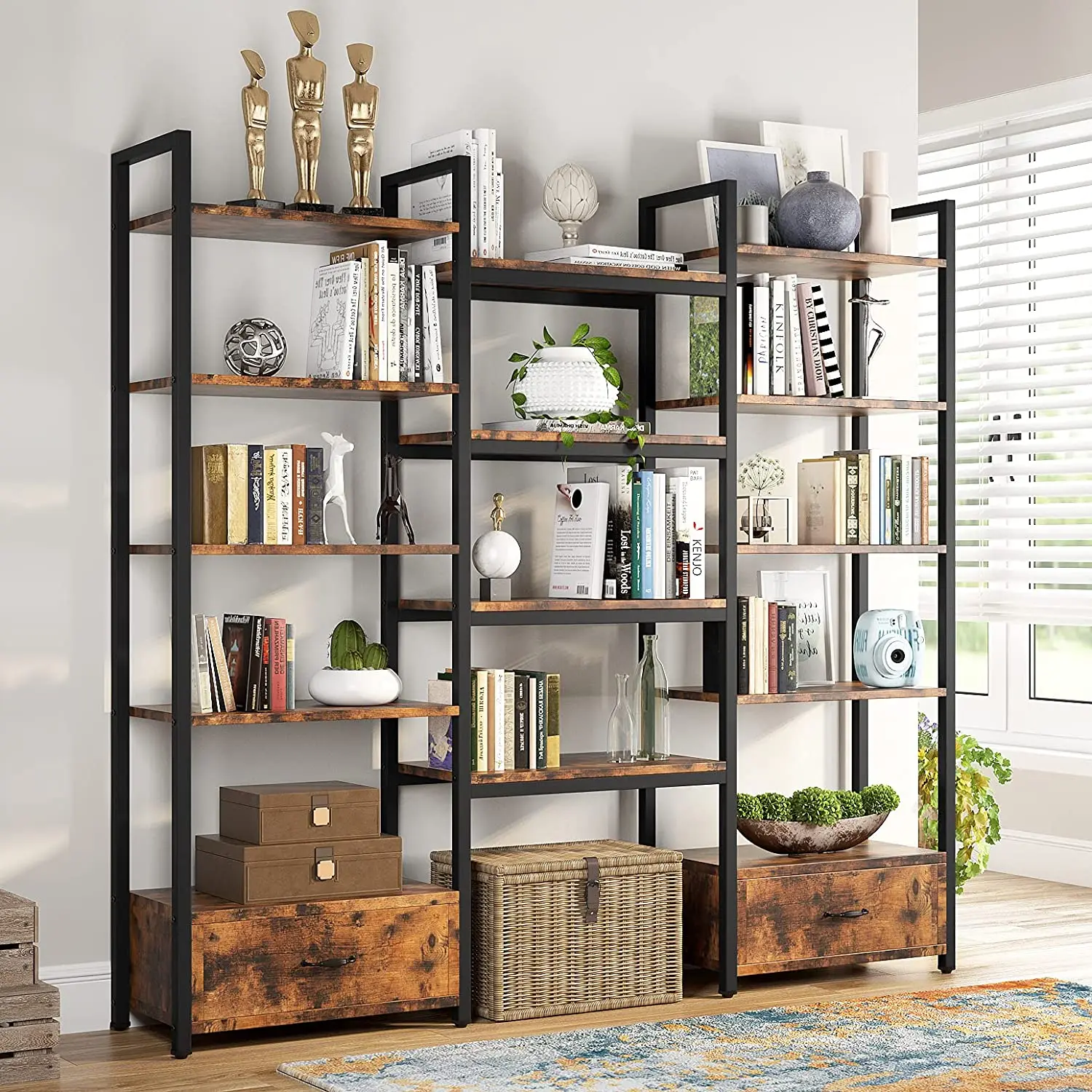 5-tier Wooden Bookcase Book Shelves Organizer Display Shelf RB 