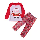 Family Brand New Red Plaid 2Pcs Casual Set Christmas Pyjamas Family Long Sleeve Tops+Pants Parent