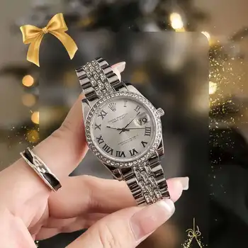 luxury watches with date calendar time Luxury Diamond lady crystal Quartz Watch Hot Selling Factory Customize Women quartz watch