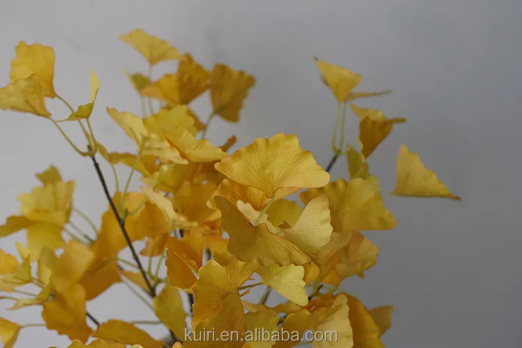 2023 Cheap Artificial Ginkgo Branch Leaves Plastic Ginkgo Leafs For