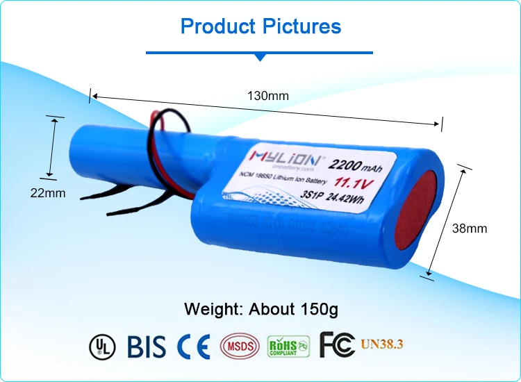 Customized 18650 Cell 3.7v 7.4v 11.1v 12v 14.8v Lithium Ion Battery