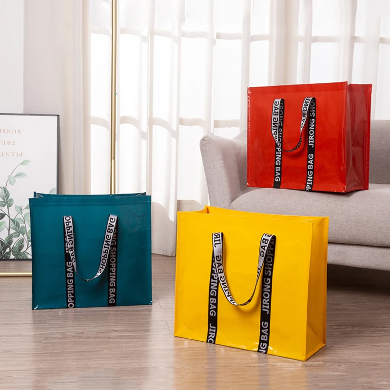 Manufactured Eco-Friendly Wholesale Recycled Nylon PP Woven Striped Shopping Bags Eco-Friendly Reusable Plastic Market Bags factory