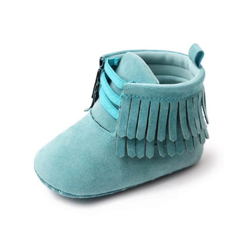 Solid Color Bright Eye Suede Baby Girls Soft Soled Spring and Autumn Warm Walking Shoes manufacture