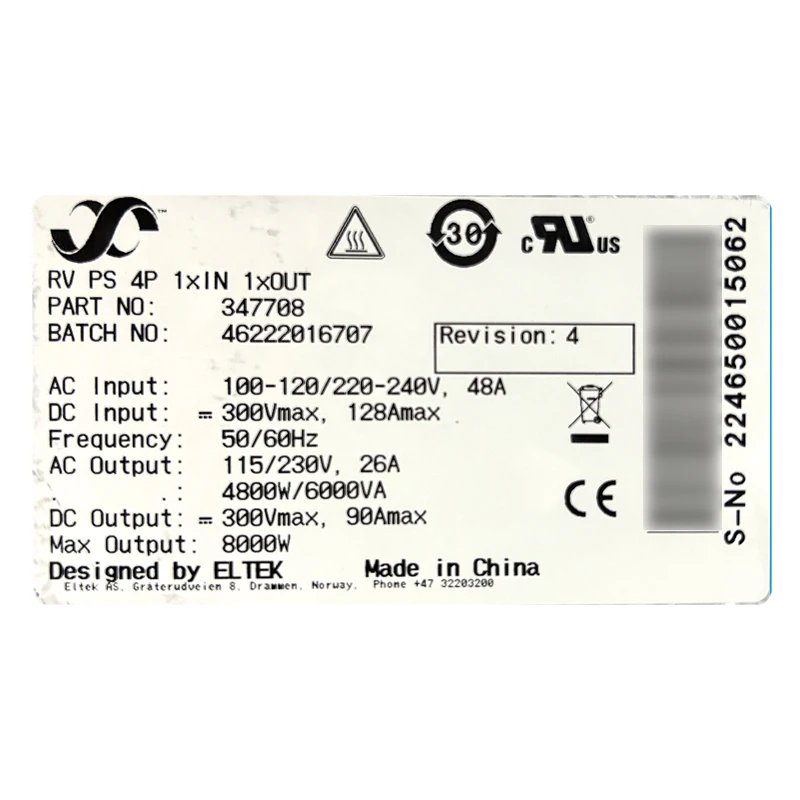 Eltek Power 48v Rectifier Shelf Rv 4s 4p 1 In 1 Out 347708