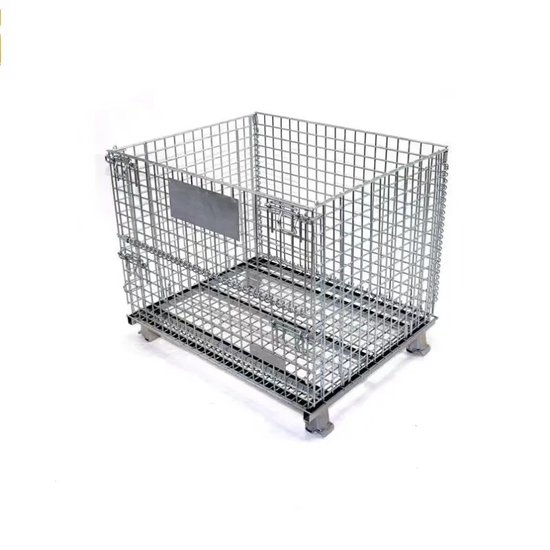 Foldable Metal Turnover Box And Stackable Wire Mesh Pallet Box Wire