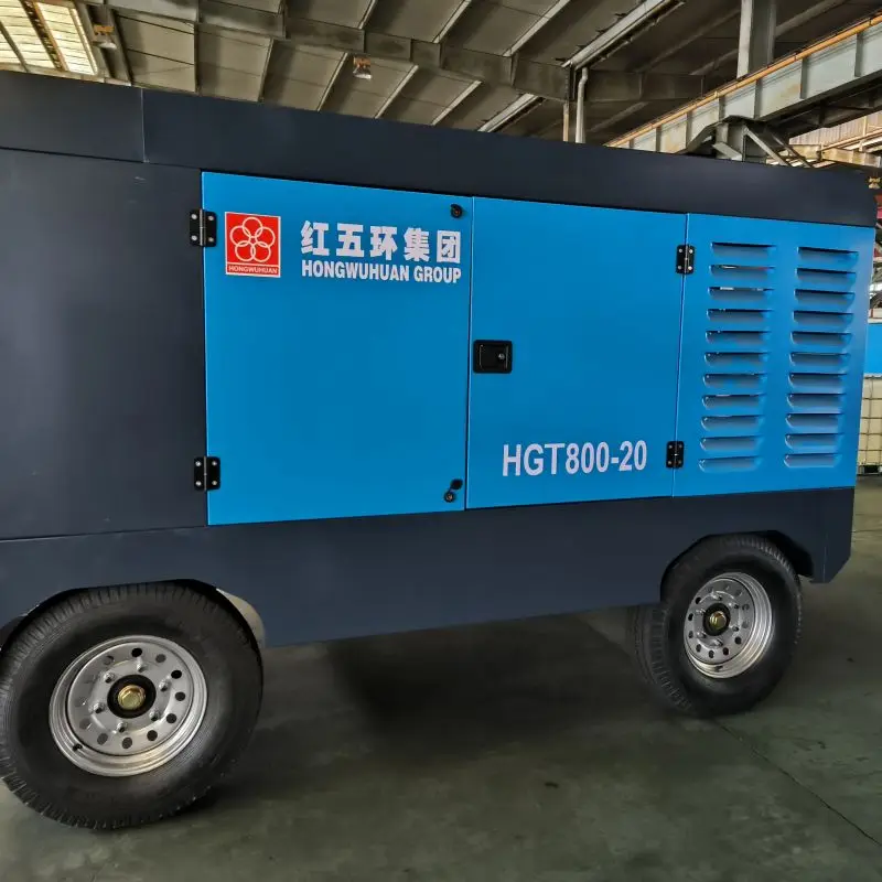 Hongwuhuan HGT800-20Y Portable Diesel Screw Air Compressor 20m3/min 20bar 191kW Lubricated Motor PLC Tank Mine Industries New