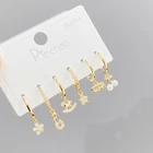 Brass Hoop ED63180 Fashion Design Gold Plated Brass Women Jewelry 3 Pairs Set Small Charm Hoop Earrings