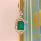 Jewelry Simulated Emerald Retro Gem Earring Pendant 3 Piece Set Wholesale Jewelry Set Gold Plated