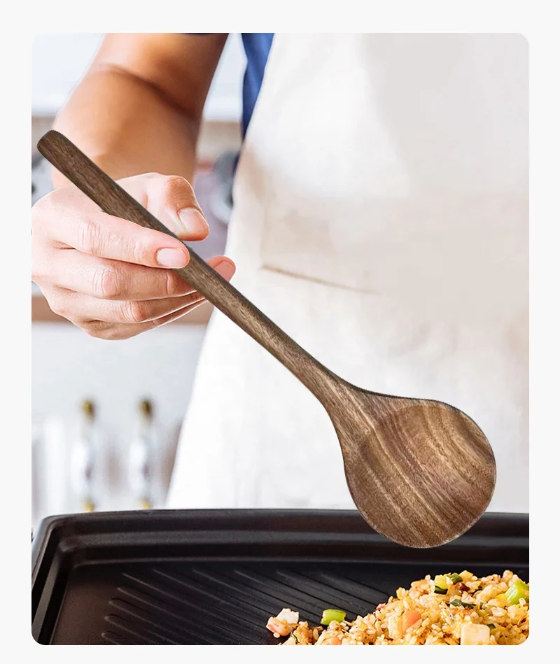 New 2023 High Quality 6pcs set Natural acacia teak Wood Utensils kitchen Wooden Spatula Kitchen Cookware set