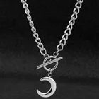 Charm Silver Silver Stainless Steel Fashion Personality Charm Girl Silver Moon Small Pendant Necklace