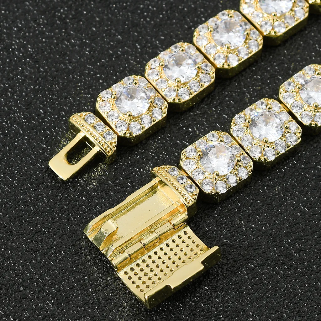 13mm 7" 8" copper brass gold silver iced out zircon cuban chain bracelet ,bling bling hip hop men women bracelet jewelry