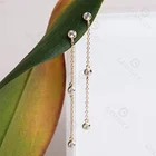 Gold Plated Dangle Earrings Gemnel Fashion Jewellery 14k Gold Plated Crystal Long Dangle Chain Link Drop Earrings