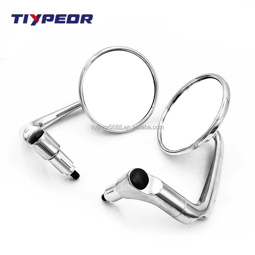 product tiypeor high quality chrome round motorcycle rearview mirror with convex glass and handle bar mirror-5