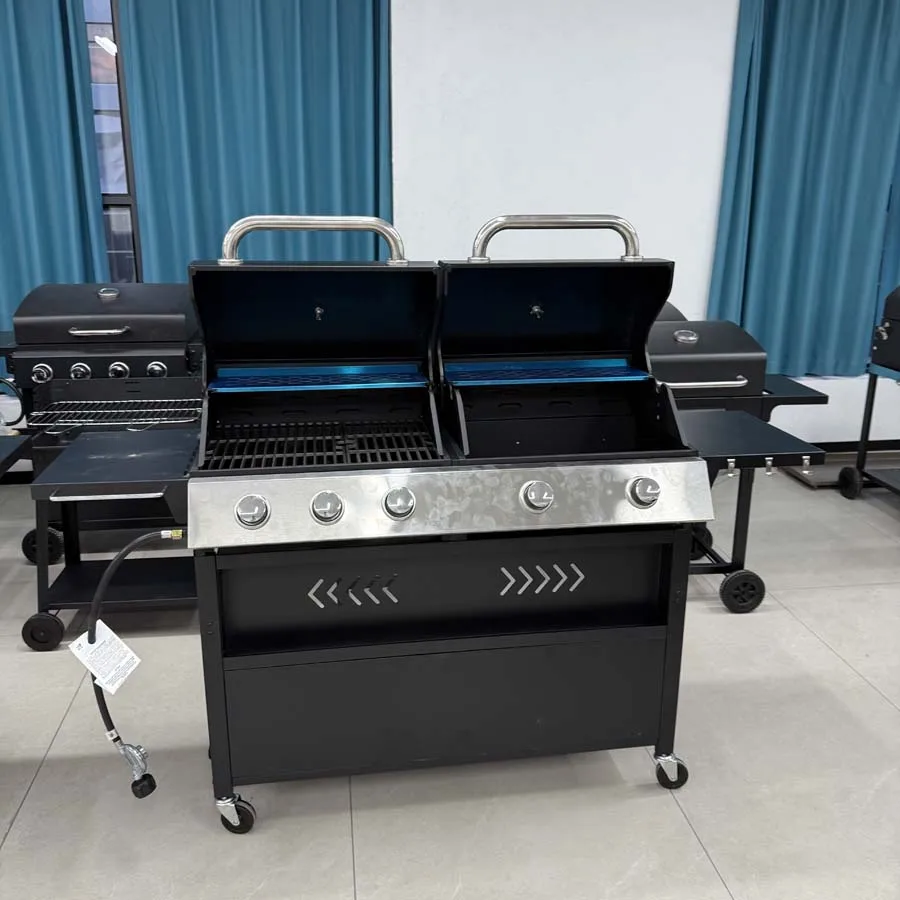 Large Black 5 Burners Gas Outdoor Grill Stove Heavy Duty Trolley Barbecue Smoker Smokeless Bbq Grills supplier