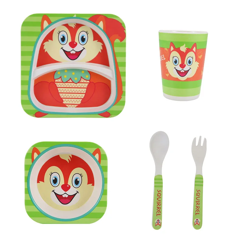 New Design Cute Animal Shape Melamine Kids Eating Bowl And Plate Baby Bowl With Drinking Bottle