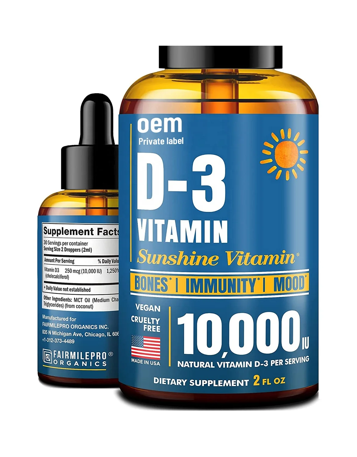 Private label Vitamin D3 Oral Drops Liquid Immune System Vitamin D Drops Health Detox Cleanse Healthcare Supplement