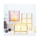 Decoration Handmade Glass Candle Holder Nordic Stained Glass Candle Holder With Metal Decoration Handmade Glass Art Work