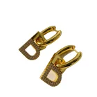 Earrings 2021 New Fashion Heavy Industry Big B Letter Diamond Detachable Dual Purpose Earrings