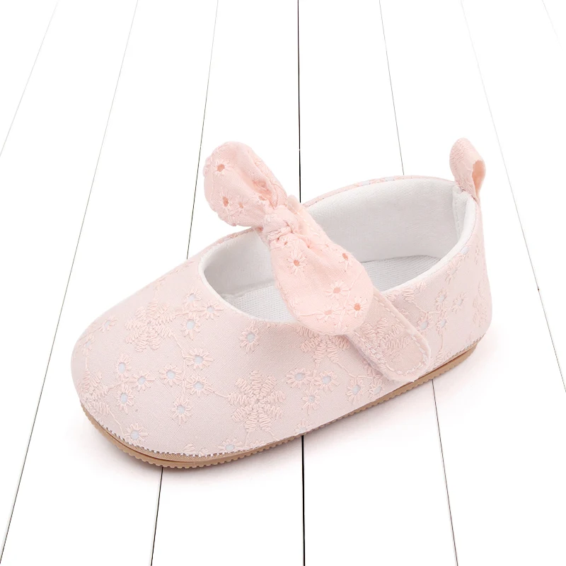 New Arrival Spring and Autumn Solid Color Bow Soft Soled Non-slip Baby Toddler Shoes for Girls manufacture