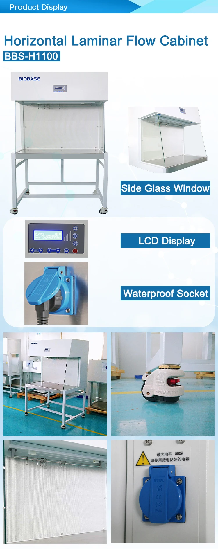 Biobase Horizontal Laminar Flow Cabinet With Hepa Filter Cleanroom Lcd