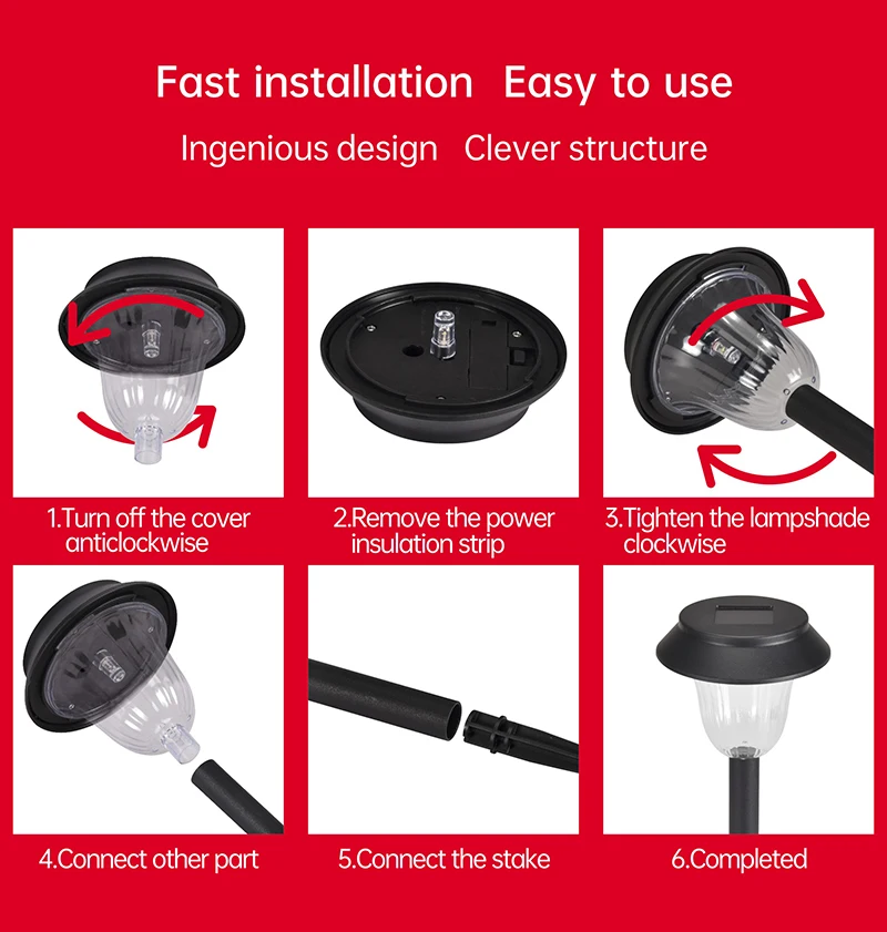 Outdoor Easy Install Pathway Yard Villa Decoration Solar Lawn Light waterproof solar led garden light